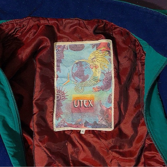 UTEX VINTAGE COAT BLUE PURPLE TEAL RED - Picture 3 of 15